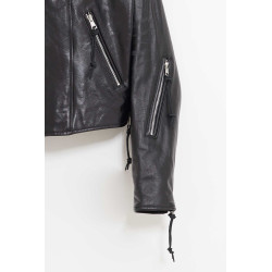 OUR LEGACY WHISKER BLACK BUFFED LAMBSKIN YOKAI LEATHER JACKET